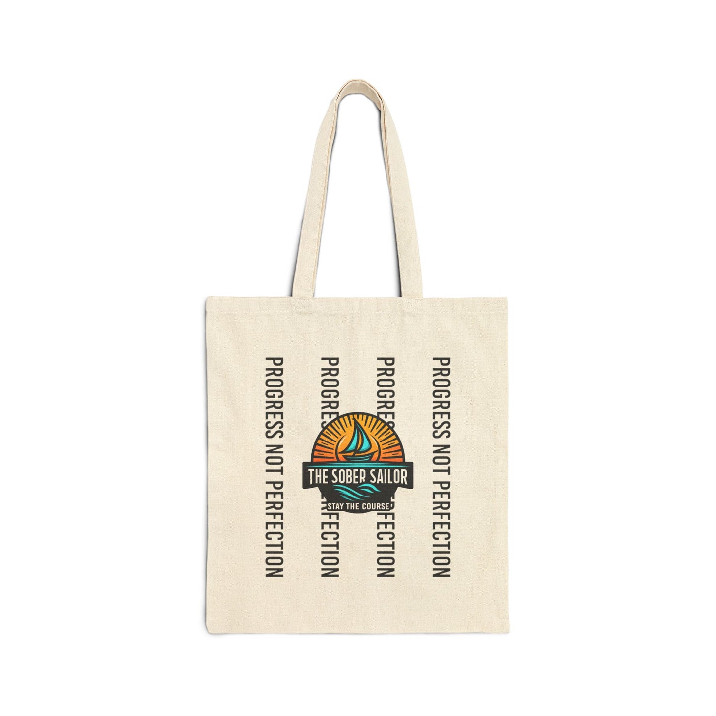 Progress Not Perfection Cotton Canvas Tote, Eco-Friendly Bag, Reusable Shopping Tote, Gift for Teachers, Artsy Decor