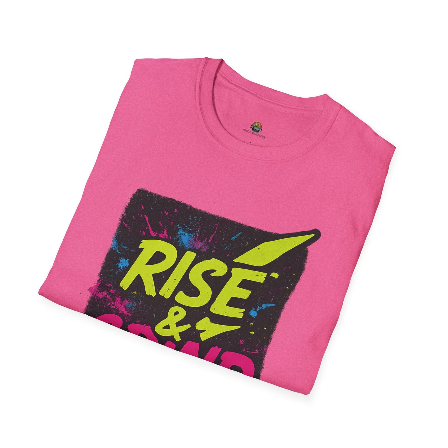 Motivational T-Shirt: Rise & Grind | Unisex Softstyle Tee for Gym, Workout, Fitness, Gift, Daily Wear