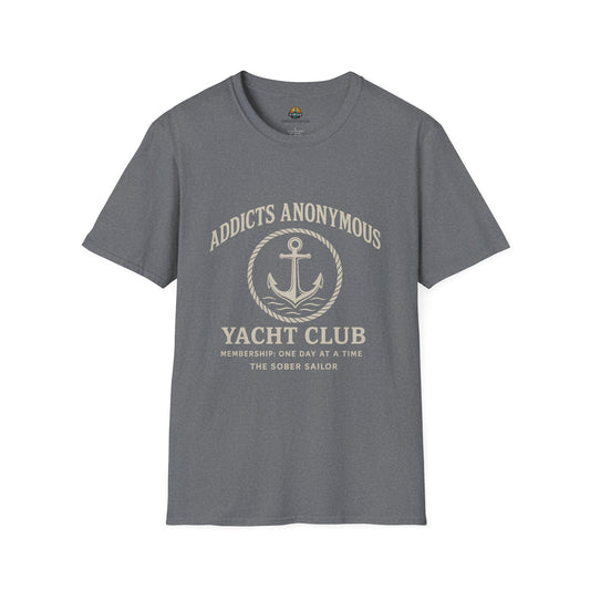 Addicts Anonymous Yacht Club T-Shirt | Casual Unisex Tee, Nautical Style Shirt, Gift for Sailors, Boat Lovers, Relaxed Fit