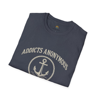 Addicts Anonymous Yacht Club T-Shirt | Casual Unisex Tee, Nautical Style Shirt, Gift for Sailors, Boat Lovers, Relaxed Fit