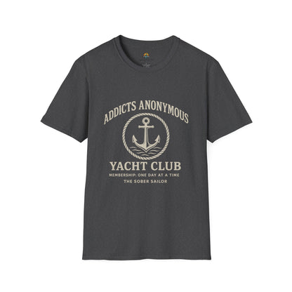 Addicts Anonymous Yacht Club T-Shirt | Casual Unisex Tee, Nautical Style Shirt, Gift for Sailors, Boat Lovers, Relaxed Fit