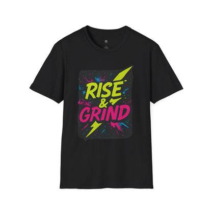 Motivational T-Shirt: Rise & Grind | Unisex Softstyle Tee for Gym, Workout, Fitness, Gift, Daily Wear