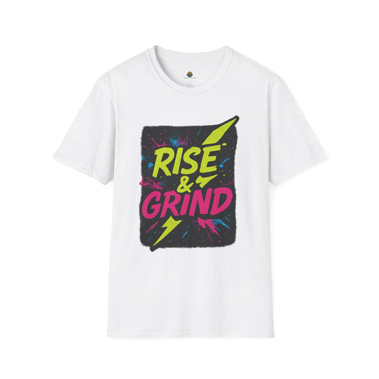 Motivational T-Shirt: Rise & Grind | Unisex Softstyle Tee for Gym, Workout, Fitness, Gift, Daily Wear