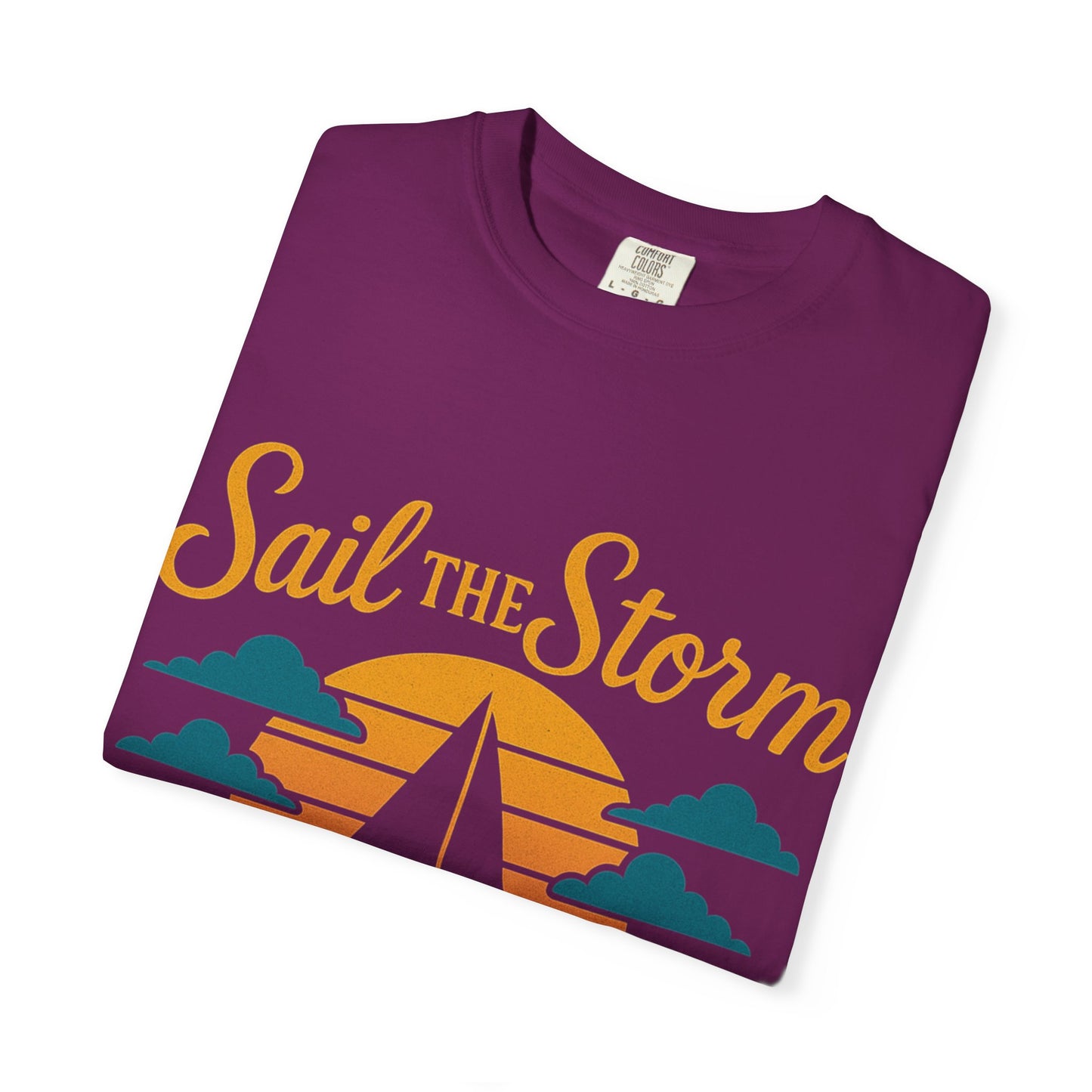 Sail the Storm T-shirt, Relaxing Graphic Tee, Unisex Summer Shirt, Nautical Adventure Apparel, Gifts for Sailors, Coastal Living Tee