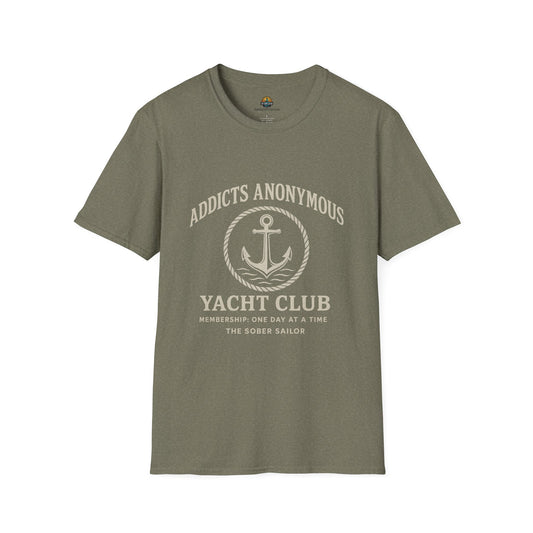 Addicts Anonymous Yacht Club T-Shirt | Casual Unisex Tee, Nautical Style Shirt, Gift for Sailors, Boat Lovers, Relaxed Fit